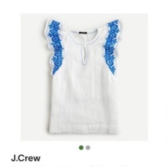J. Crew Tops - Jcrew blouse beautiful white with blue embroidery